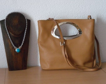 Handtasche  Clutch  Leder ocker