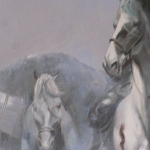 Reiter mit Packpferd Westernreiter Countryreiter Winterstimmung 60x 50 cm Ölgemälde auf Leinwand Bild 3