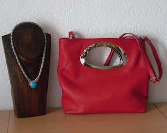 Handtasche  Clutch  Leder rot