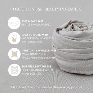 Newborn Photography Backdrop | Smooth Stretch Posing Fabric | Optional Matching Wrap image 6