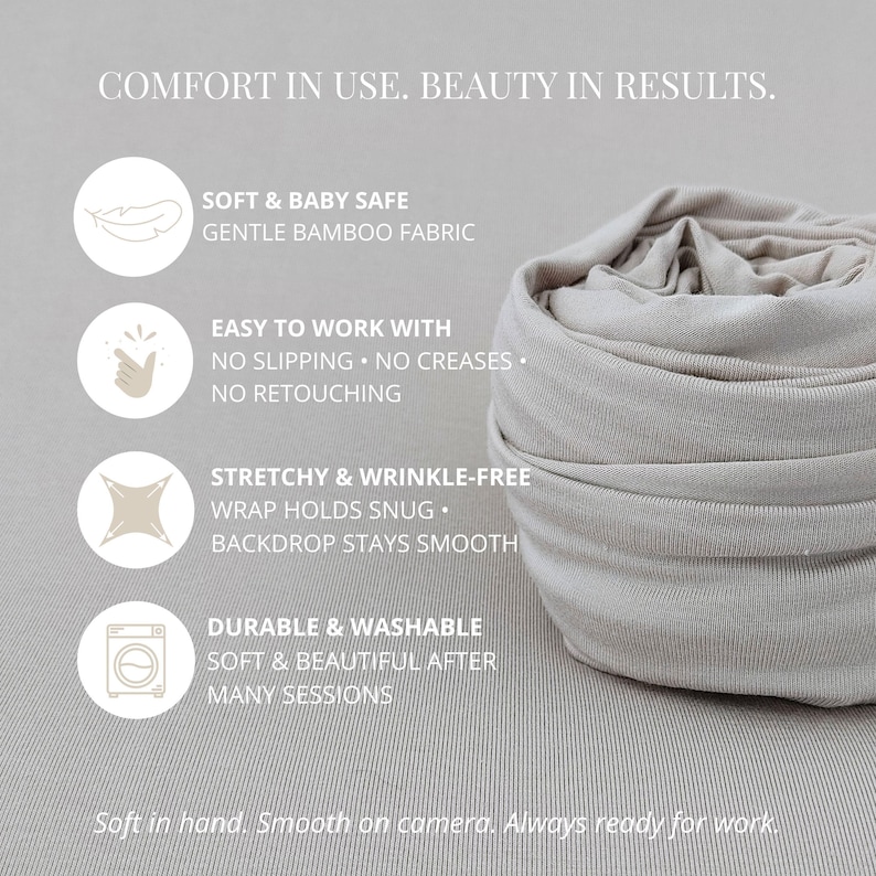 Newborn Photography Backdrop | Smooth Stretch Posing Fabric | Optional Matching Wrap image 6