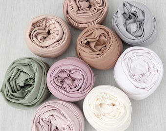 Newborn Stretch Wrap Photo Prop – Soft Swaddle Fabric + Headband Option | Mila Studio