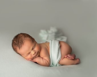 Mint Newborn Backdrop and Wrap Set for Photography STELLA, Baby Beanbag Posing Fabric and Wrap Photo Prop