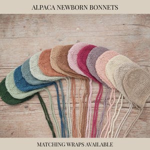 Knitted Bonnet and Wrap for Newborn Photography – Soft Alpaca Baby Photo Props Set