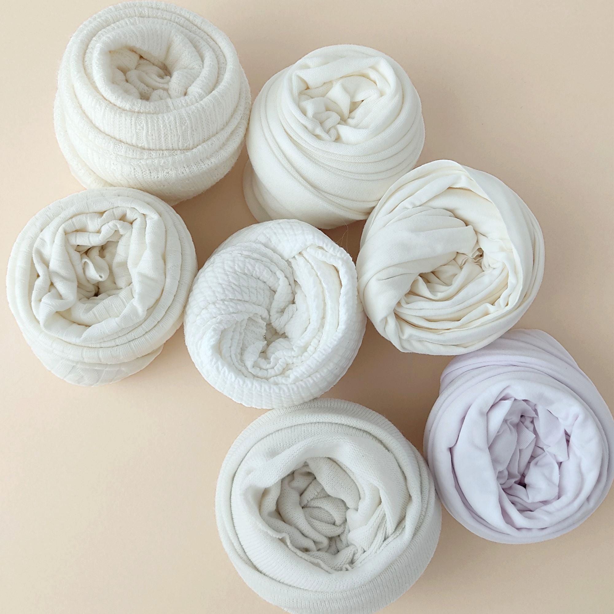 White soft stretch newborn baby wrap photography prop