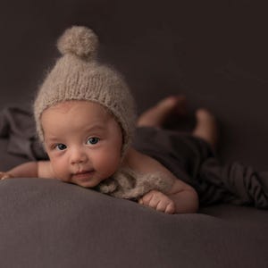 Cappuccino Newborn Beanbag Backdrop e Wrap Set para fotografia, conjunto de poses para bebês, acessórios para fotos combinando &quot;Nicole&quot;