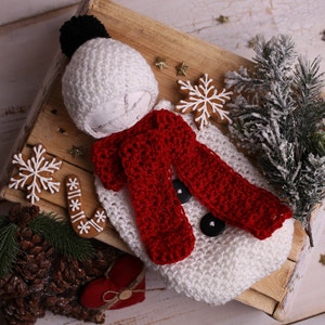 Snowman Outfit for newborn photography, Knitted Christmas photo props, image 4