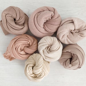 Beige Stretch Newborn Posing Wraps Photo Props, Neutral Baby Sweater Wraps for Photography