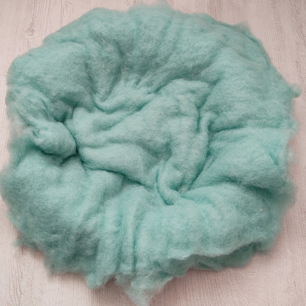 Große 125g (4.5oz) Wolle Wolke für Neugeborenen Fotografie, Mint Neugeborenen Korbfüller, Wolle Flaum Baby Foto Requisite, natürliche Nest Stuffer