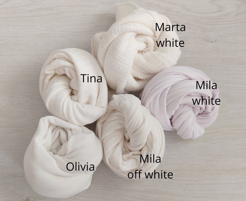 White soft stretch newborn baby wrap photography prop image 2