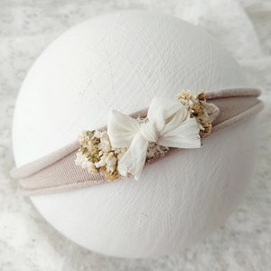 Adorable Bow Headband for Newborn Photography, Timeless Colors Tieback Photo Props, Baby Photoshooting Accessories, &quot;POLA&quot; Stone
