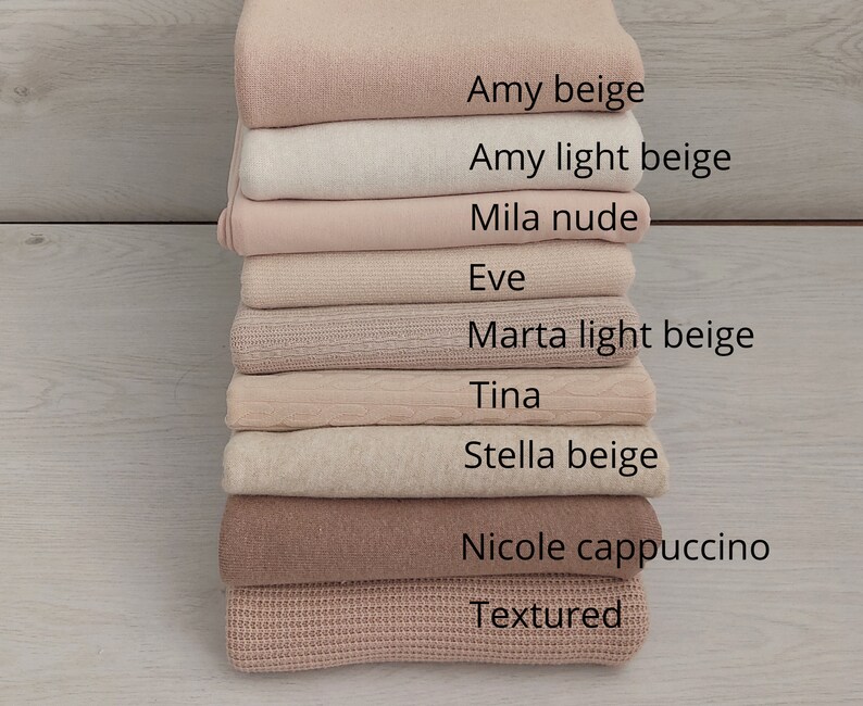 Beige newborn fabric backdrops for photography, Stretch baby posing blanket, Neutral beanbag backdrop photo prop, zdjęcie 2