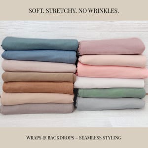 Conjunto de manta y fondo para recién nacidos: tela elástica suave para posar (bambú) / puff drop + manta a juego Mila