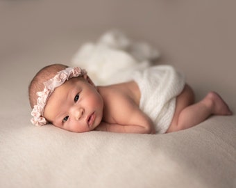 Beige Newborn Photography Posing Fabric, Baby Bean Bag Backdrop Blanket AMY, Newborn photo prop