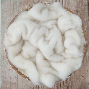 Nube de Lana Blanca – Accesorio para Fotografía de Recién Nacidos, Relleno de Cesta (125 g)