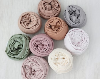 Newborn Photography Wrap and Backdrop Set – Soft Stretch Posing Fabric “Mila” – Baby Photo Prop with Optional Headband or Full Set