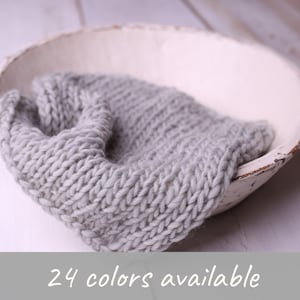 Light gray layering blanket, Knit bump mini blanket newborn photo prop
