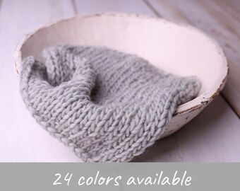 Coperta a strati grigio chiaro, mini coperta in maglia per foto neonato