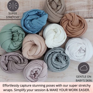 Long Newborn Stretch Wraps for Photography, Swaddle Wraps Baby Photo Props MILA Grey