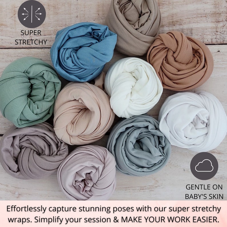 Long Newborn Stretch Wraps for Photography, Swaddle Wraps Baby Photo Props MILA Grey