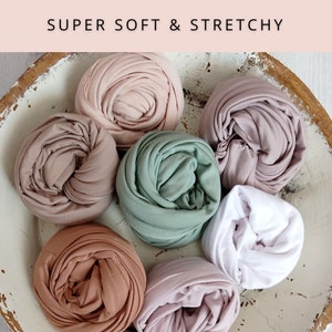 Long Newborn Stretch Wraps for Photography, Swaddle Wraps Baby Photo Props MILA image 1