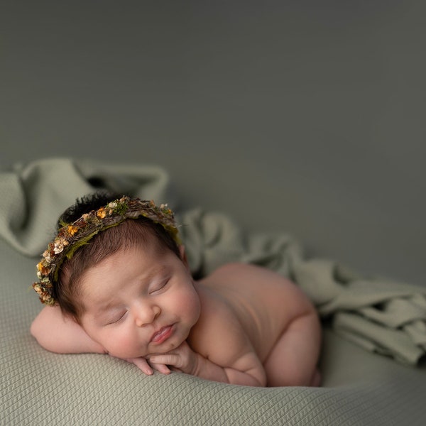 Sage Fabric Backdrop for Newborn Photography with beautifil texture "Laura", Baby posing fabric, beanbag backdrop newborn props accessories