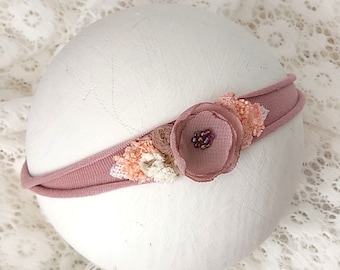 Dusty pink Headband for Newborn Photography, Baby Tieback Photo Props, Matching Wraps and Badkdrops available, "POLA"