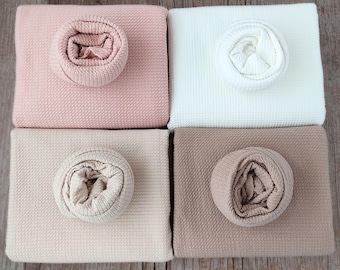 Textured Newborn Photography Backdrop – Stretch Beanbag Posing Fabric + Matching Wrap & Headband Set| Laura