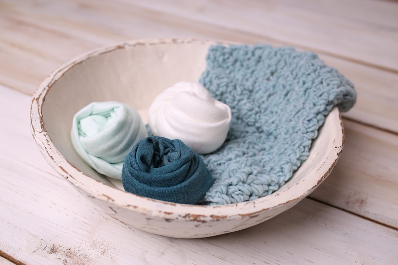 Wraps and blanket studio set Mint green newborn photo props bundle