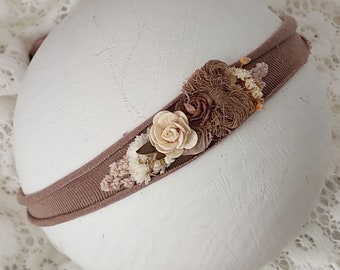 Cappuccino Headband for Newborn Photography, Baby Tieback Photo Props, Matching Wraps and Badkdrops available, "POLA"