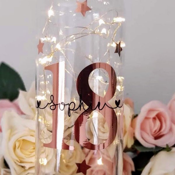 Personalised 18th Birthday gift girl, Girls-Boys,18th gift for her, Light up Bottle-18th Birthday, 21st, 30th, 40th, 50th, 60th,Friends Gift