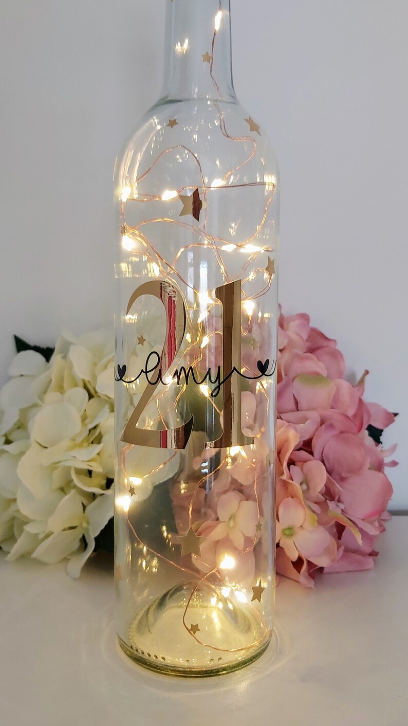 Personalised 18th Birthday gift girl Light up Bottle 18th Etsy