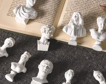 Miniature Greek Roman Bust Set, Ancient History Decor