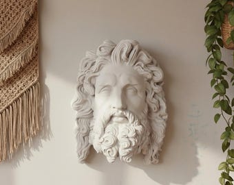 Zeus Bust Sculpture Wall Art: Greek Roman Mythology Decor