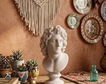 Alexander the Bust, Greek Statue, Marble White Sculpture, Hellenistic Art Home Decor