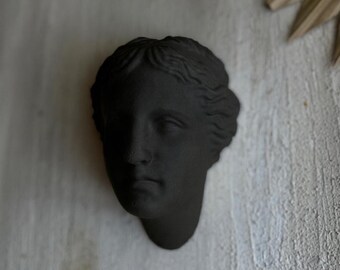 Handmade Venus (Aphrodite) Wall Bust - Black Plaster Sculpture - 15cm