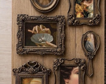 Vintage Ornate Frames, Distressed Gold Resin, Renaissance Decoupage Gallery Wall Set