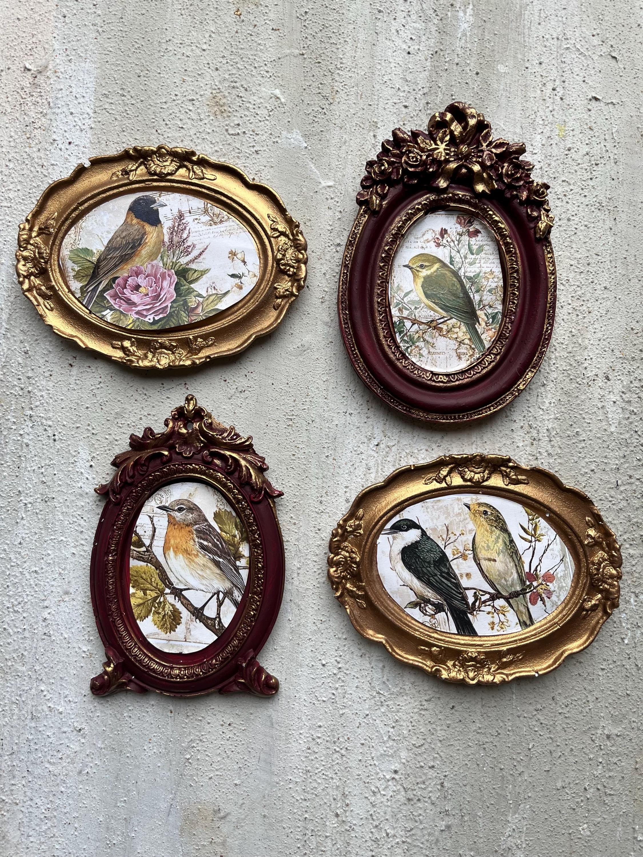 Miniature Framed Art Print Set, Handmade Vintage Style Gold Frame ...
