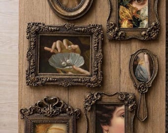 Handmade Vintage Gold Frame Set: European Art Prints, Gallery Wall Decor