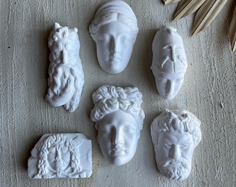 Handmade Greek Mythology Wall Bust Set, Apollo, Artemis, Medusa, Athena, Zeus, Moses