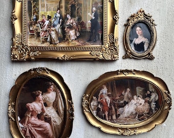 Vintage Gold Frame Set – European Art Prints, Gallery Wall Decor