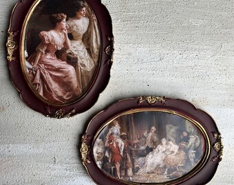 Handmade Vintage Gold Frame Set: European Art Prints, Gallery Wall Decor