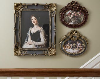 Handmade Vintage Gold Frame Set, European Art Prints, Gallery Wall Decor