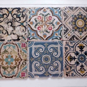 6er Set Fliesen im Vintage Stil / Untersetzer / Portugiesische Fliese * LOVE PORTO #3  * Azulejos Design Kachel