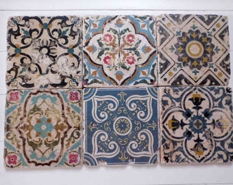 6er Set Fliesen im Vintage Stil / Untersetzer / Portugiesische Fliesen * LOVE PORTO #3  * Azulejos Design