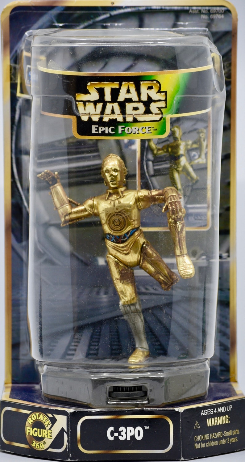 Kenner C-3PO Figure on 360 Degree Rotating Base Star Wars Epic Force Rare Out of Production 1997 Collectible
