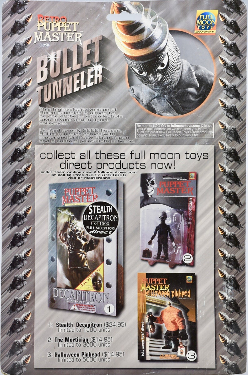 New Bullet Tunneler Action Figure 1 of 2000 Retro Puppet Master Full Mon Toys Direct 2000 Rare Collectible