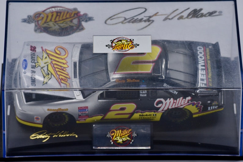 1:24 Scale Die Cast Stock Car Rusty Wallace #2 Action RCCA w Case Mounted Miller 25 Years in Racing Ford Thunderbird 1996