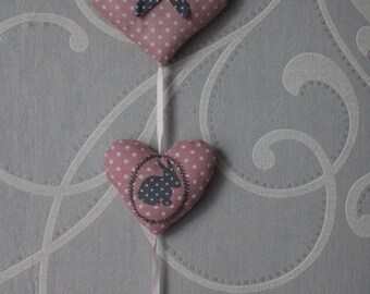 Decorative garland hearts pink - light gray