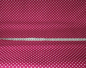 1 meter of fabric cotton dark pink-white dots